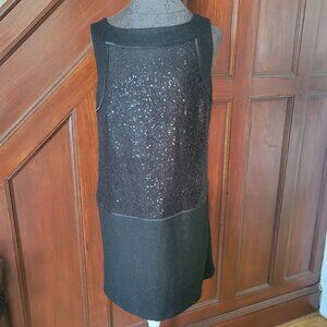 Ann Taylor LOFT Black Sleeveless Sequin Overlay Sheath Dress Size 8 NWT
